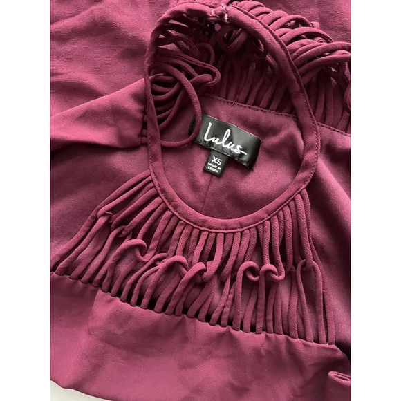 Lulus Dress Small Tell Me Swing Chiffon Strappy Mini Plum Purple Formal Spring - Picture 6 of 8